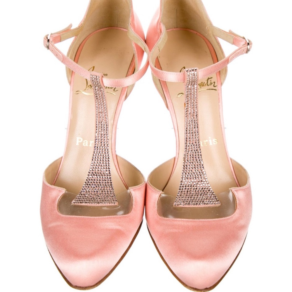 Christian Louboutin TStrap Satin swarovski crystal